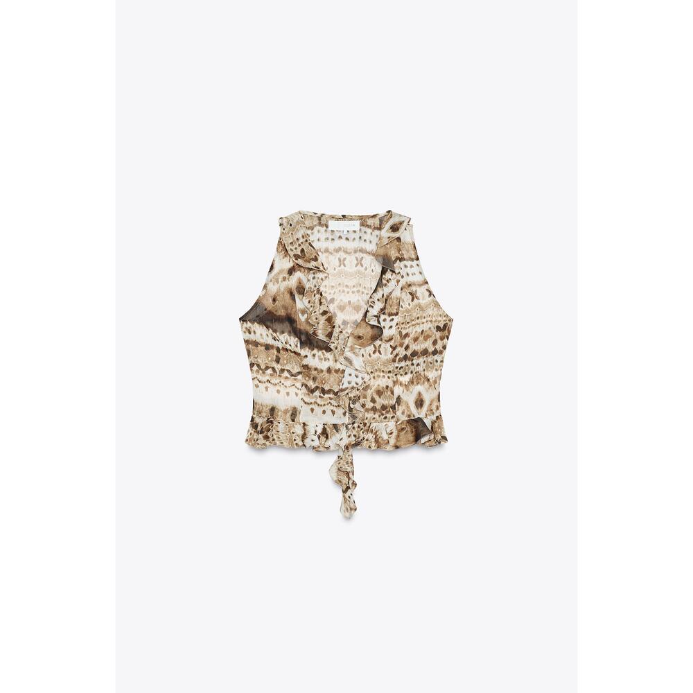Zara TIE-DYE RUFFLED TOP